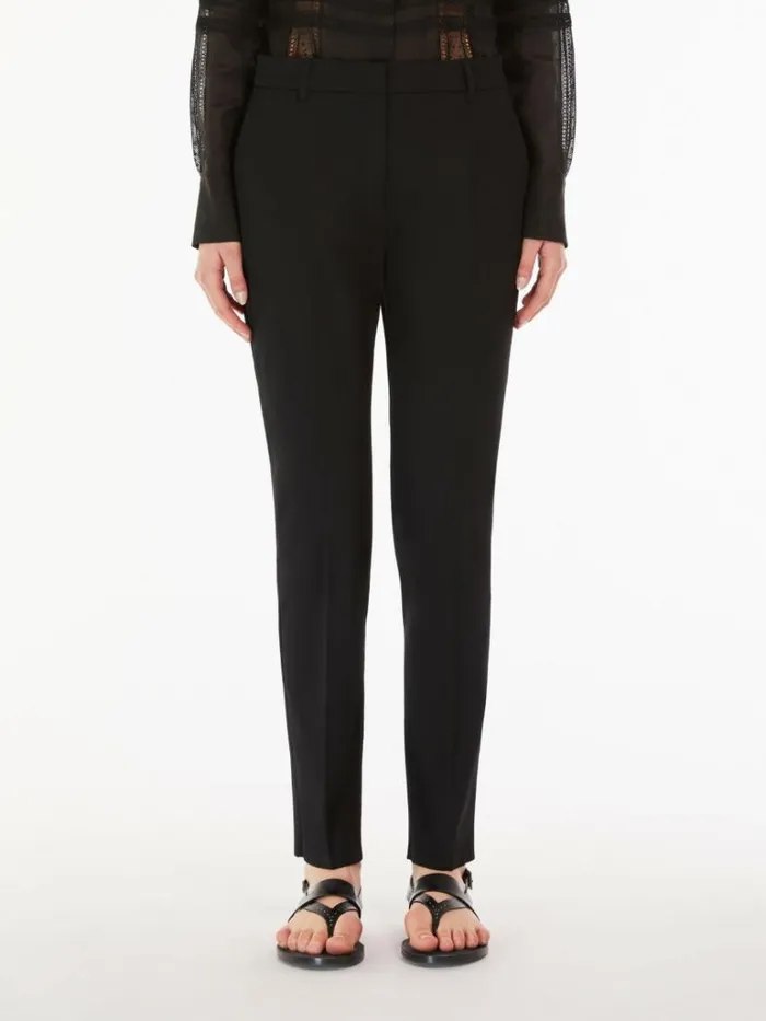 Women Max Mara Trousers And Jeans Cotton Cigarette Trousers Black