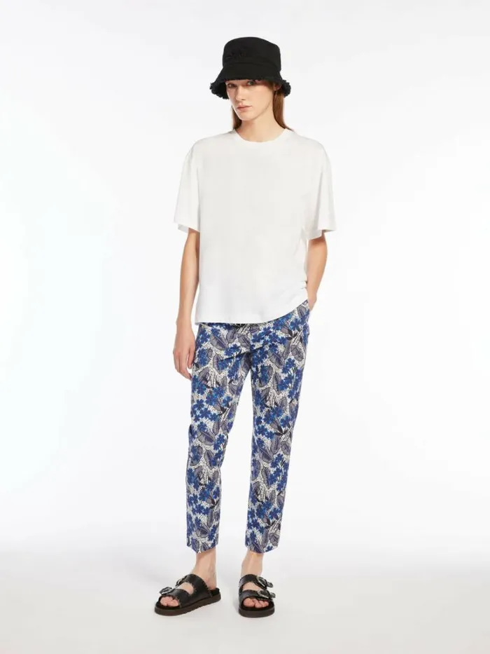 Women Max Mara Trousers And Jeans Cotton Faille Trousers Cornflower Blue