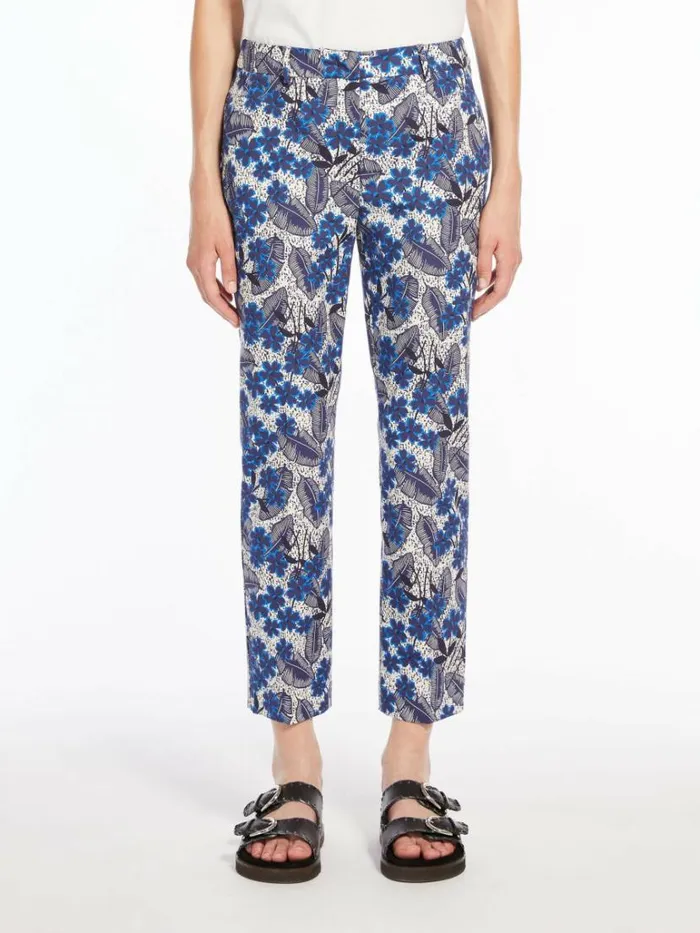 Women Max Mara Trousers And Jeans Cotton Faille Trousers Cornflower Blue