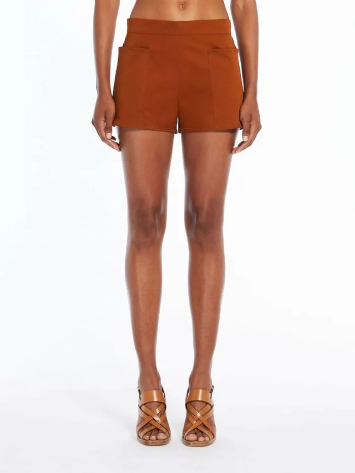 Women Max Mara Trousers And Jeans Stretch Gabardine Shorts Tobacco
