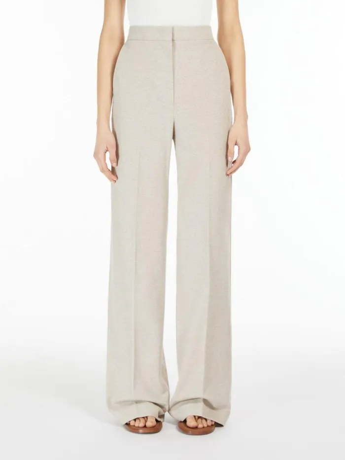 Women Max Mara Trousers And Jeans Wide Jersey Trousers Beige