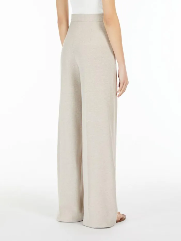 Women Max Mara Trousers And Jeans Wide Jersey Trousers Beige