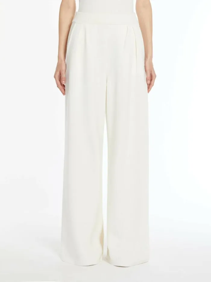 Women Max Mara Trousers And Jeans Wideleg Wool Trousers White