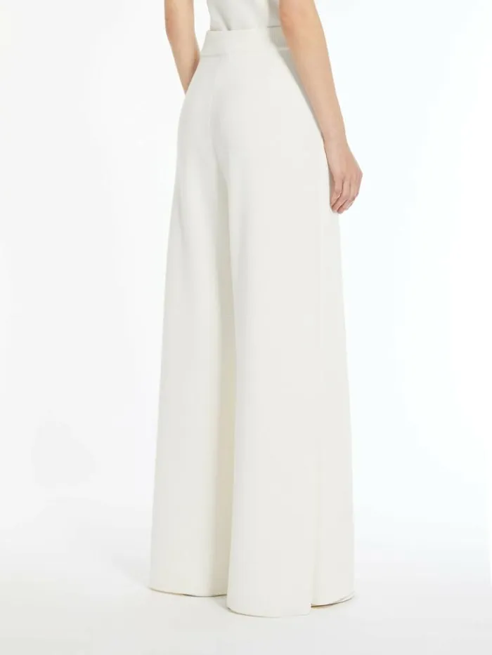 Women Max Mara Trousers And Jeans Wideleg Wool Trousers White