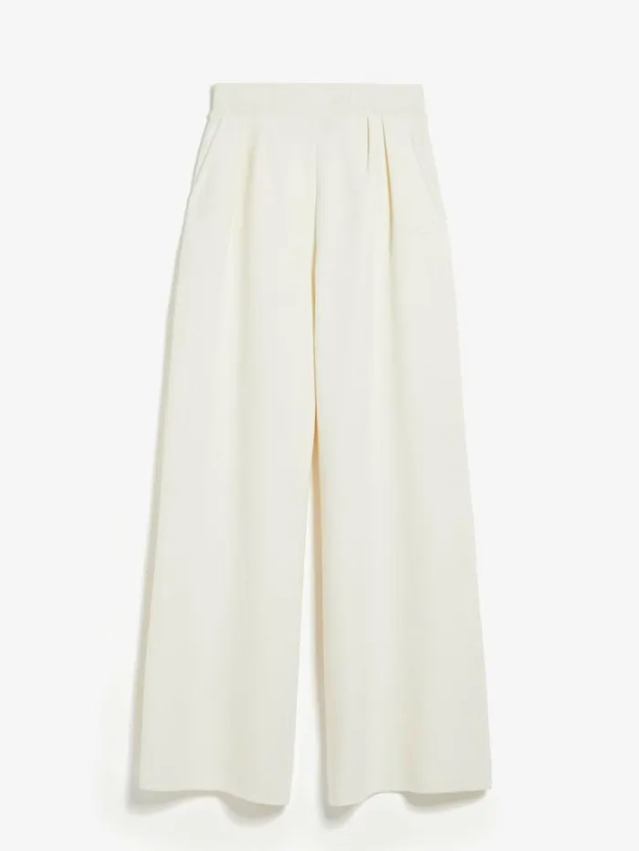 Women Max Mara Trousers And Jeans Wideleg Wool Trousers White
