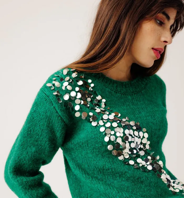 Women Maxi Jumper With Sequins 8211 Emerald Green Promod Jumpers And Cardigans Women Maxi Jumper With Sequins 8211 Emerald Green Promod Jumpers And Cardigans