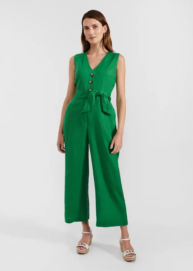 Women Melodie Linen Jumpsuit Green Hobbs Dresses and Jumpsuits