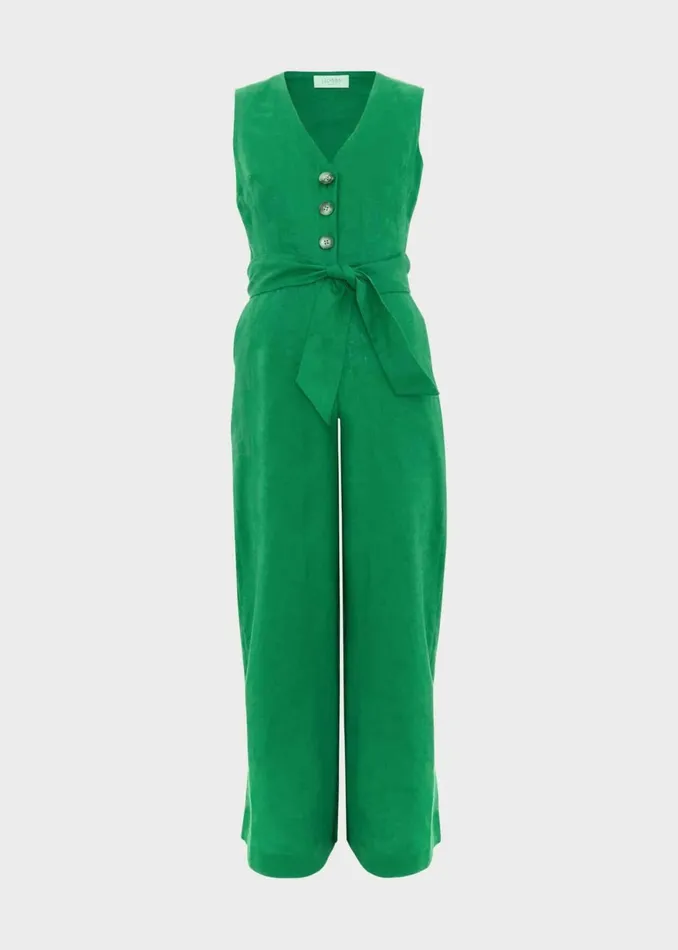 Women Melodie Linen Jumpsuit Green Hobbs Dresses and Jumpsuits