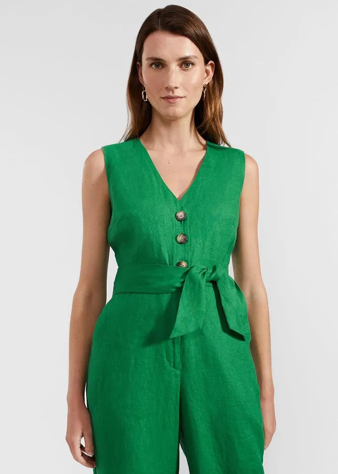 Women Melodie Linen Jumpsuit Green Hobbs Dresses and Jumpsuits