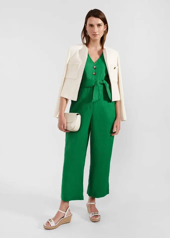 Women Melodie Linen Jumpsuit Green Hobbs Dresses and Jumpsuits