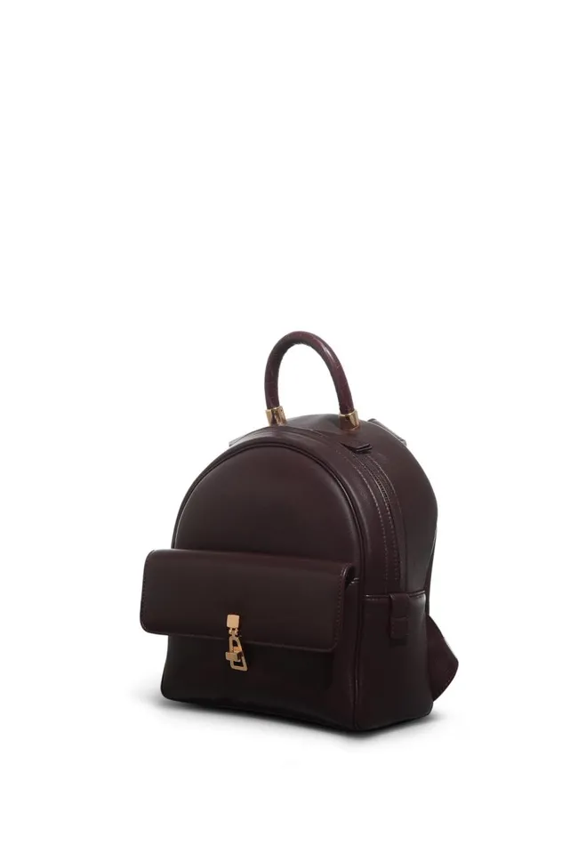 WomenMen Backpacks Gabriela Hearst Mini Billie Backpack In Bordeaux Nappa Leather With Crocodile Leather Handle