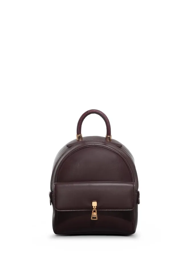 WomenMen Backpacks Gabriela Hearst Mini Billie Backpack In Bordeaux Nappa Leather With Crocodile Leather Handle