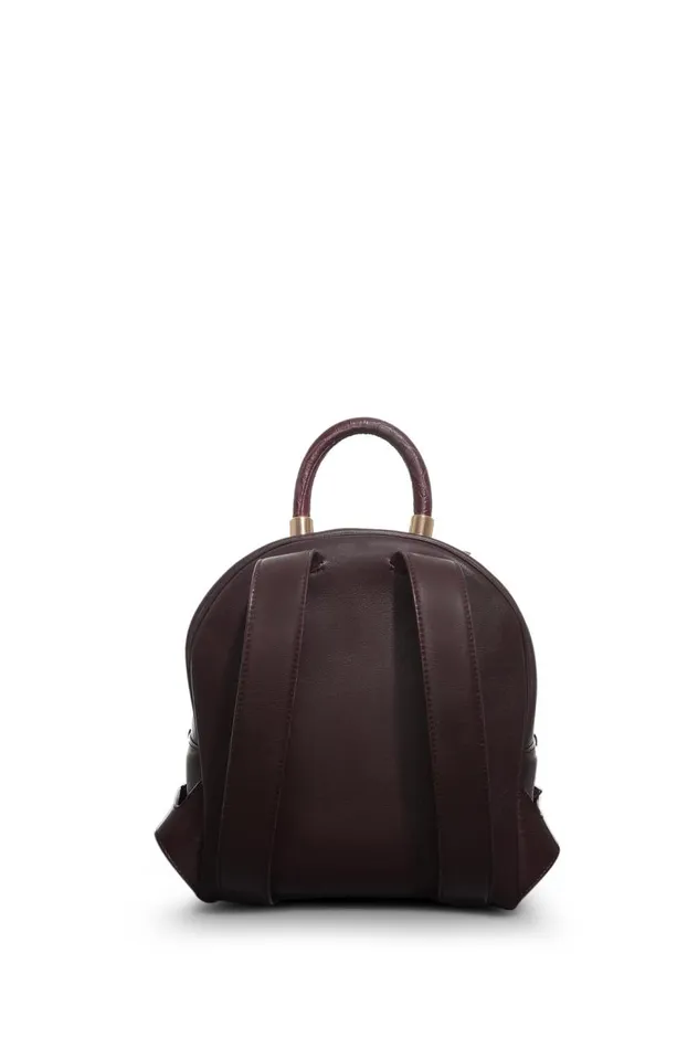 WomenMen Backpacks Gabriela Hearst Mini Billie Backpack In Bordeaux Nappa Leather With Crocodile Leather Handle