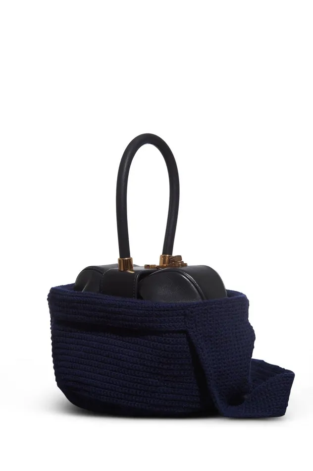 WomenMen Crossbody Bags Gabriela Hearst Crossover Knit Bag In Navy Cashmere