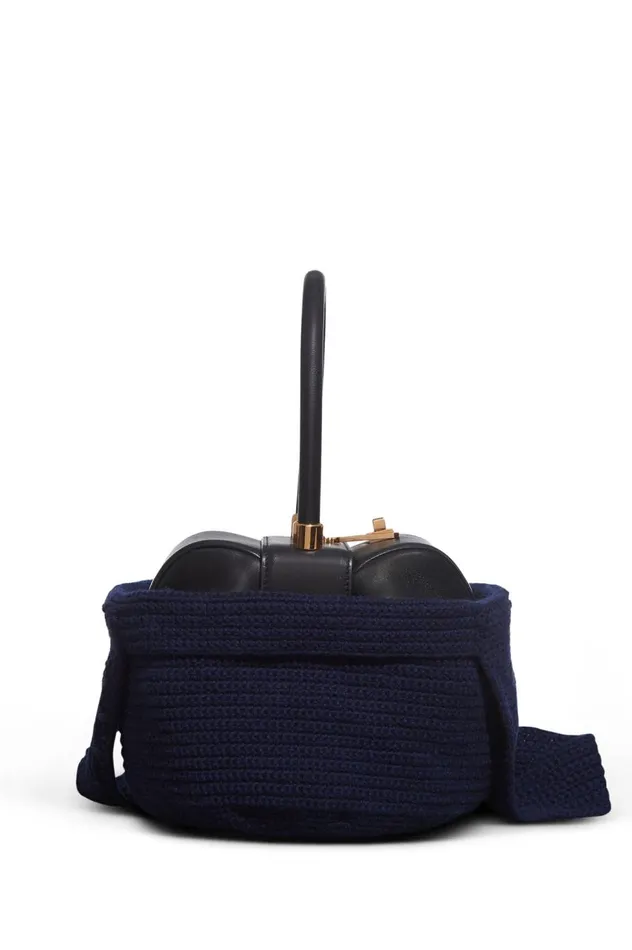 WomenMen Crossbody Bags Gabriela Hearst Crossover Knit Bag In Navy Cashmere
