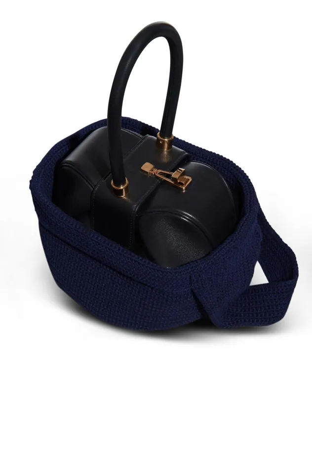 WomenMen Crossbody Bags Gabriela Hearst Crossover Knit Bag In Navy Cashmere