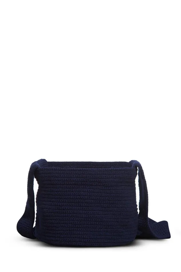 WomenMen Crossbody Bags Gabriela Hearst Crossover Knit Bag In Navy Cashmere