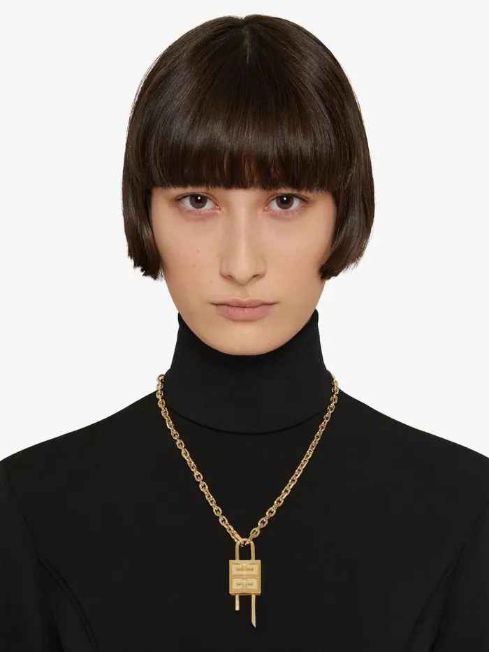 WomenMen Jewelry Givenchy Small Lock Necklace In Metal Golden Yellow WomenMen Jewelry Givenchy Small Lock Necklace In Metal Golden Yellow
