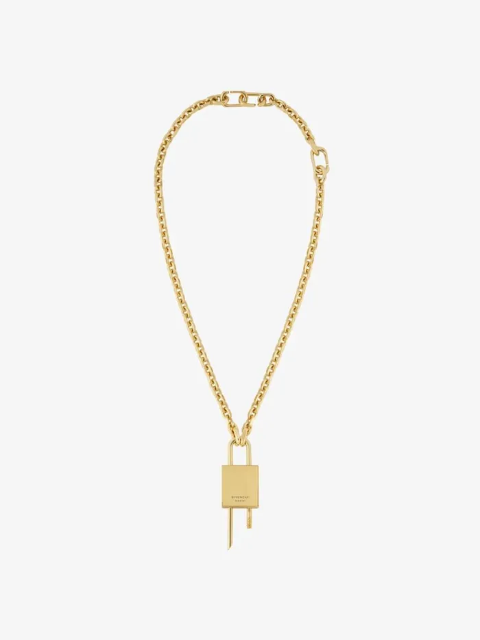 WomenMen Jewelry Givenchy Small Lock Necklace In Metal Golden Yellow WomenMen Jewelry Givenchy Small Lock Necklace In Metal Golden Yellow