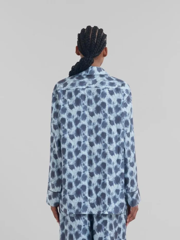 WomenMen Marni Tops and Tshirts Grey Silk Shirt With Crayon Leopard Print