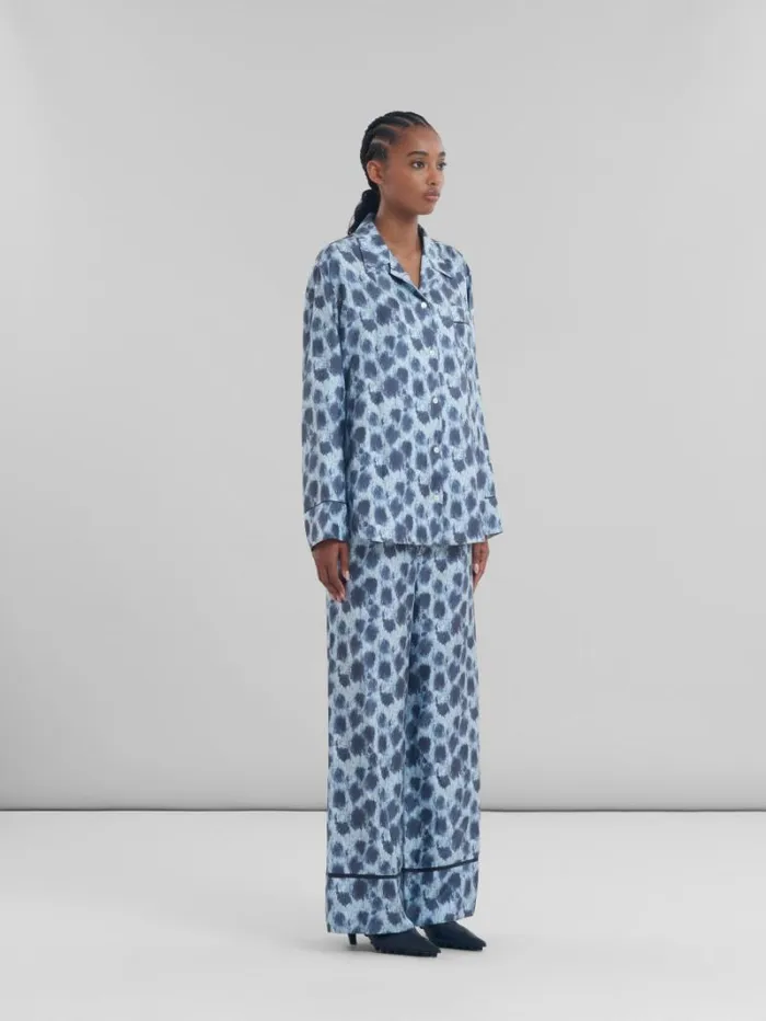WomenMen Marni Tops and Tshirts Grey Silk Shirt With Crayon Leopard Print
