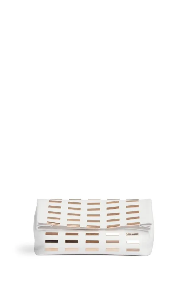 WomenMen Pouches and Clutches Gabriela Hearst Phoebe Foldover Bag In Ivory Nappa Leather With Rose Gold Hardware