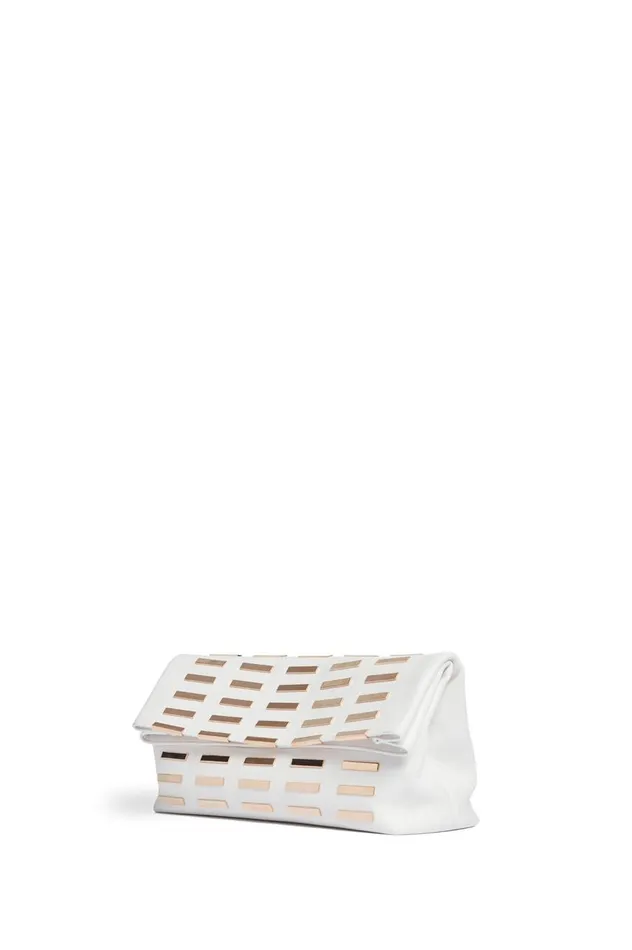 WomenMen Pouches and Clutches Gabriela Hearst Phoebe Foldover Bag In Ivory Nappa Leather With Rose Gold Hardware