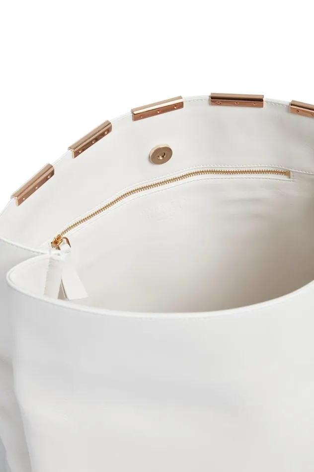 WomenMen Pouches and Clutches Gabriela Hearst Phoebe Foldover Bag In Ivory Nappa Leather With Rose Gold Hardware