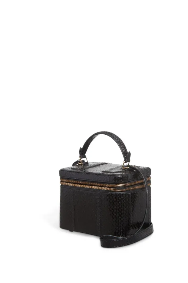 WomenMen Top Handles Gabriela Hearst Cartuchera Makeup Bag In Black Snakeskin
