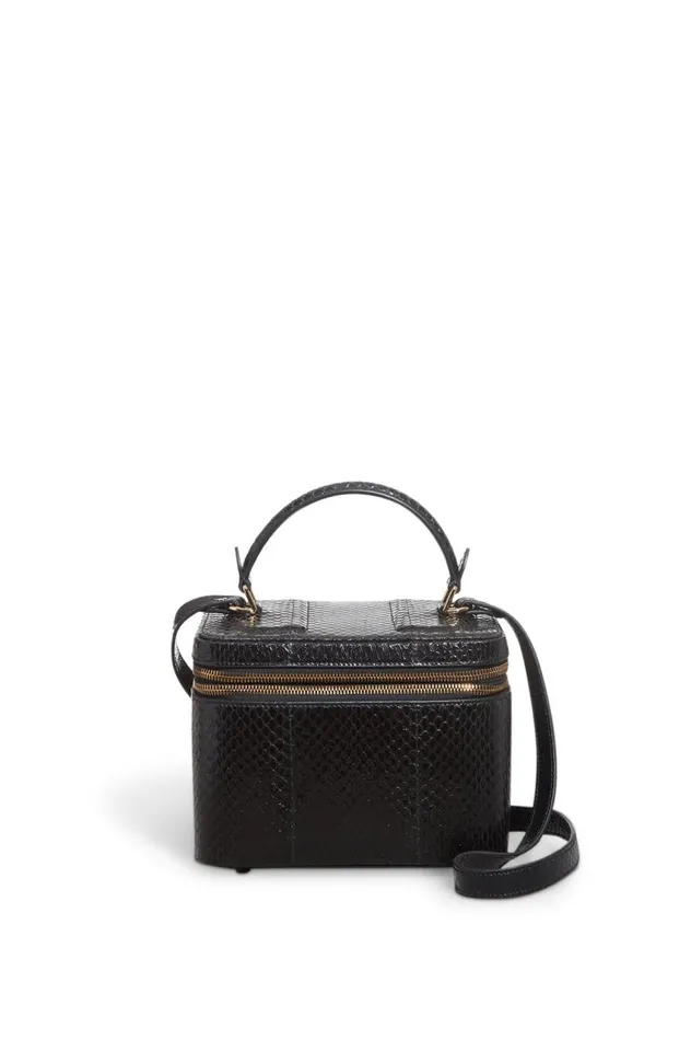 WomenMen Top Handles Gabriela Hearst Cartuchera Makeup Bag In Black Snakeskin