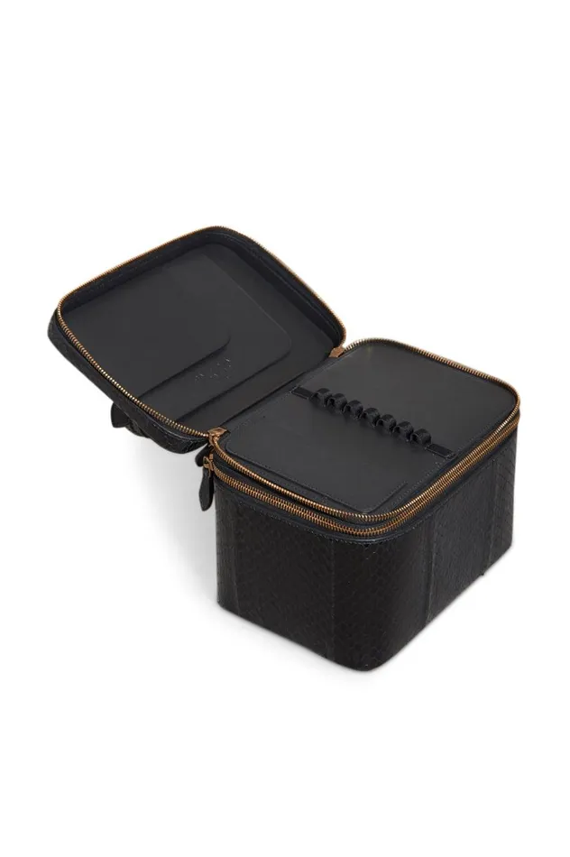 WomenMen Top Handles Gabriela Hearst Cartuchera Makeup Bag In Black Snakeskin