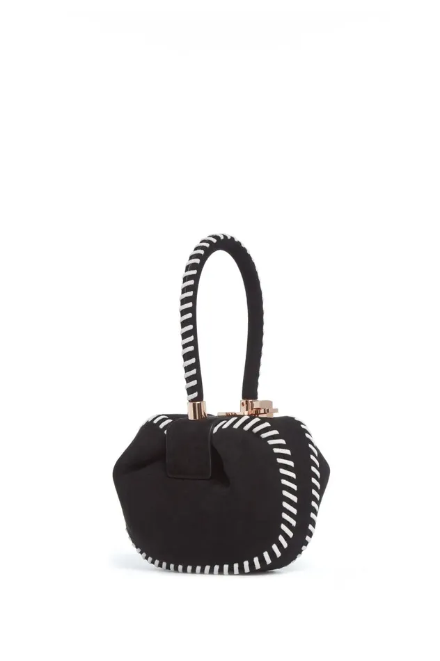 WomenMen Top Handles Gabriela Hearst Whipstitch Demi Bag In Black Suede