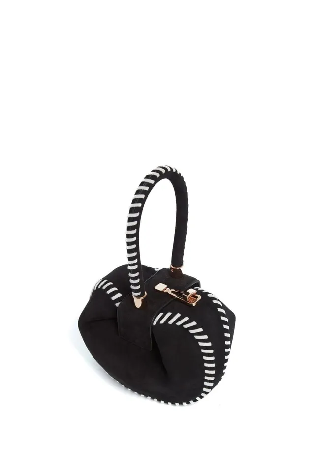 WomenMen Top Handles Gabriela Hearst Whipstitch Demi Bag In Black Suede