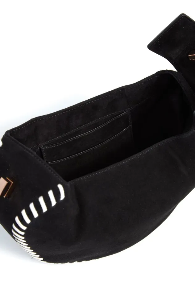 WomenMen Top Handles Gabriela Hearst Whipstitch Demi Bag In Black Suede