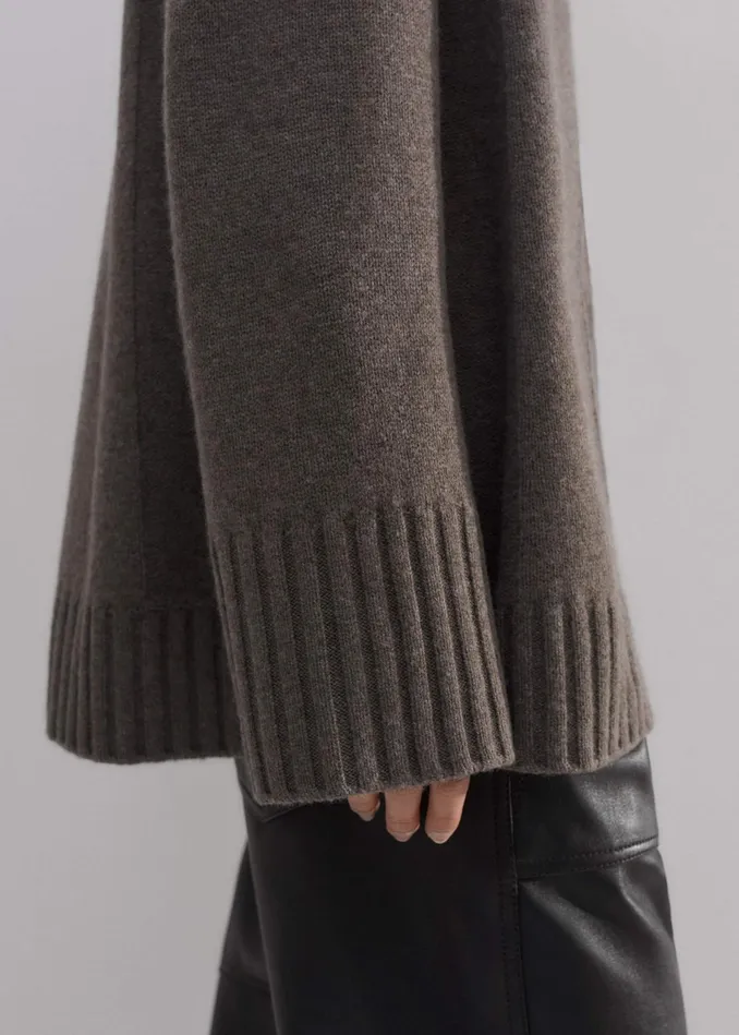 Women Merino Cashmere Swing Cardigan Mocha Melange MEEM
