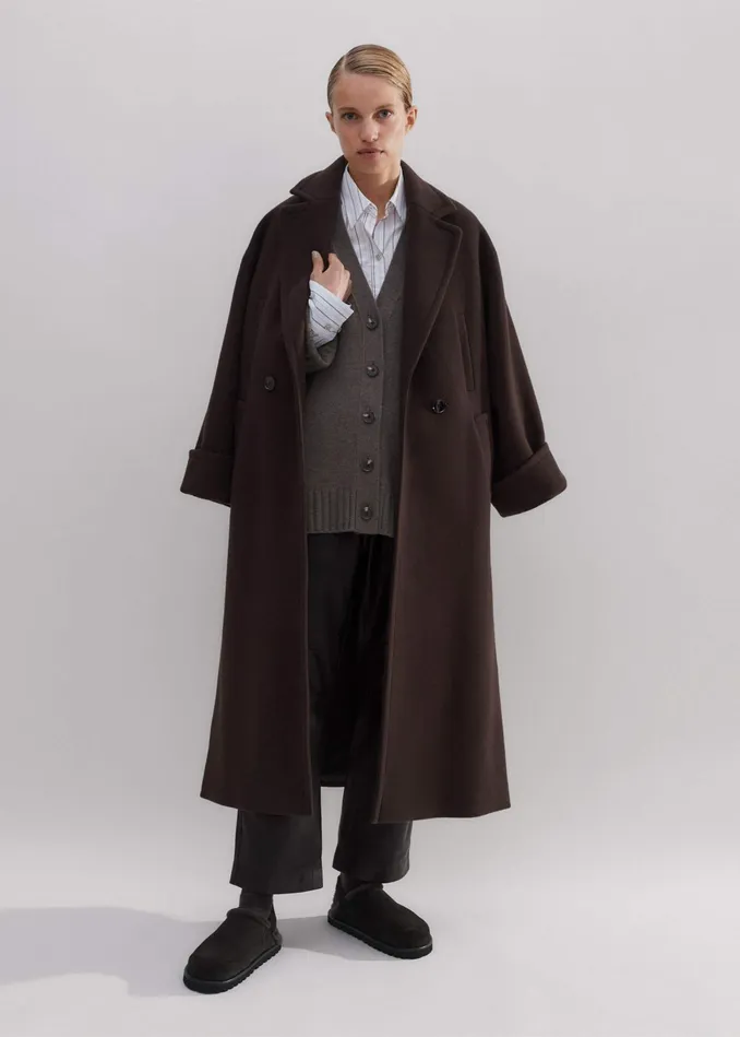 Women Merino Cashmere Swing Cardigan Mocha Melange MEEM