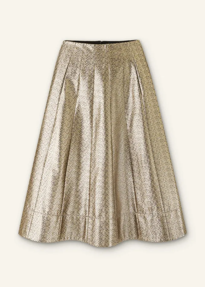 Women Metallic Midi Skirt Blackgold MEEM