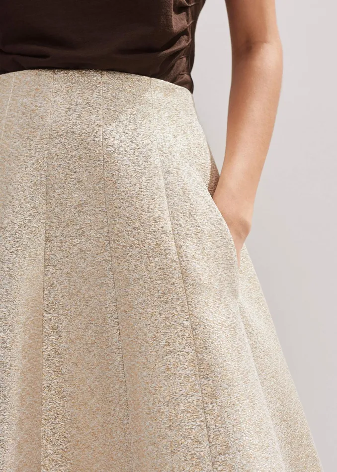 Women Metallic Midi Skirt Silvergold MEEM