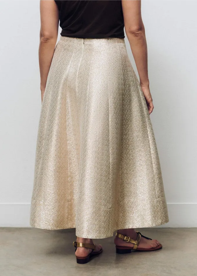 Women Metallic Midi Skirt Silvergold MEEM
