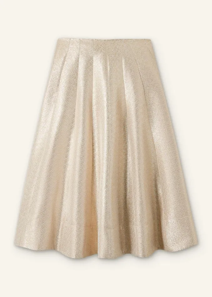 Women Metallic Midi Skirt Silvergold MEEM