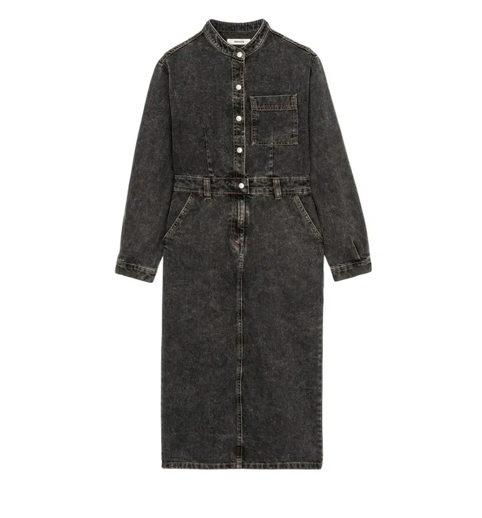 Women MidLength Denim Dress 8211 Black Denim Promod Dresses Women MidLength Denim Dress 8211 Black Denim Promod Dresses