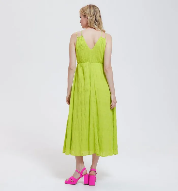 Women MidLength Strappy Dress 8211 Neon Green Promod Dresses Women MidLength Strappy Dress 8211 Neon Green Promod Dresses