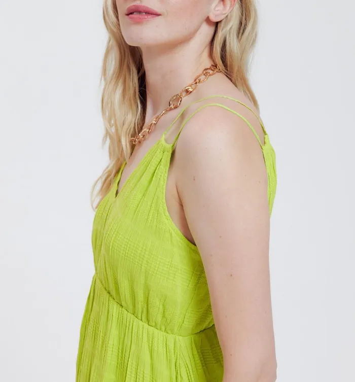 Women MidLength Strappy Dress 8211 Neon Green Promod Dresses Women MidLength Strappy Dress 8211 Neon Green Promod Dresses
