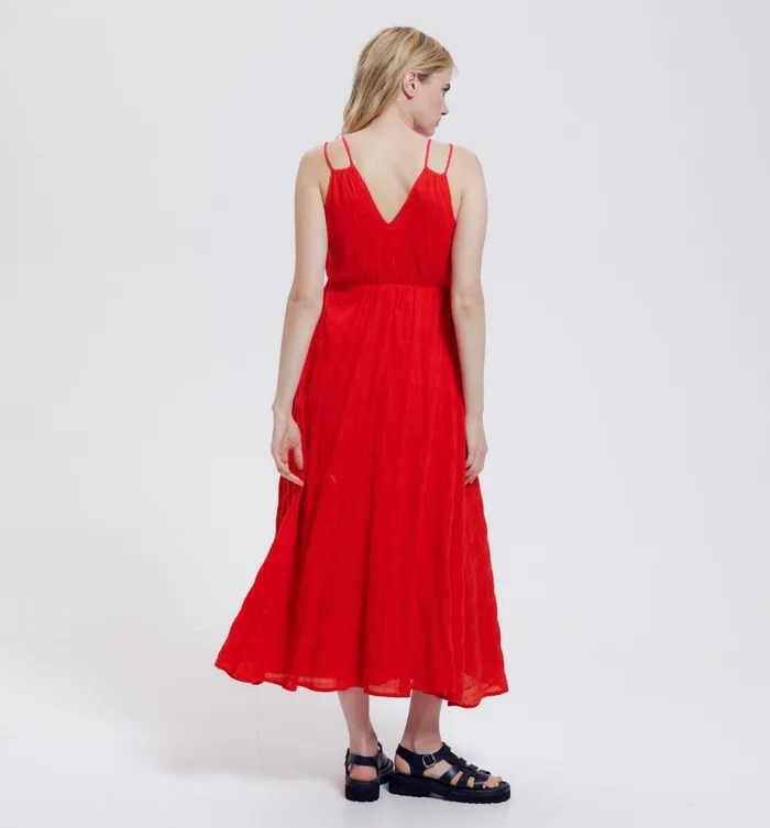 Women MidLength Strappy Dress 8211 Red Promod Dresses Women MidLength Strappy Dress 8211 Red Promod Dresses