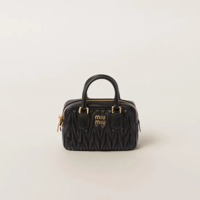 Women Mini Bags Miu Miu Arcadie Matelass Nappa Leather Minibag Black