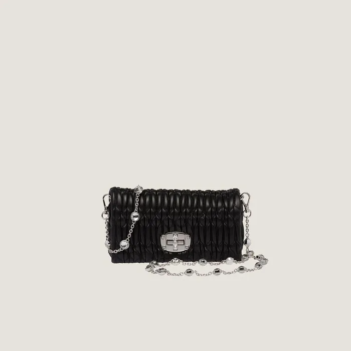 Women Mini Bags Miu Miu Miu Crystal Nappa Leather And Crystal Minibag Black