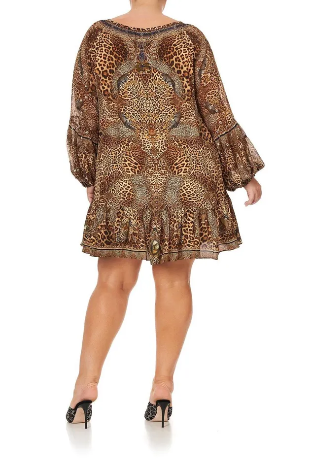 Women Mini Dresses Camilla Blouson Sleeve A Line Frill Dress Lady Lodge