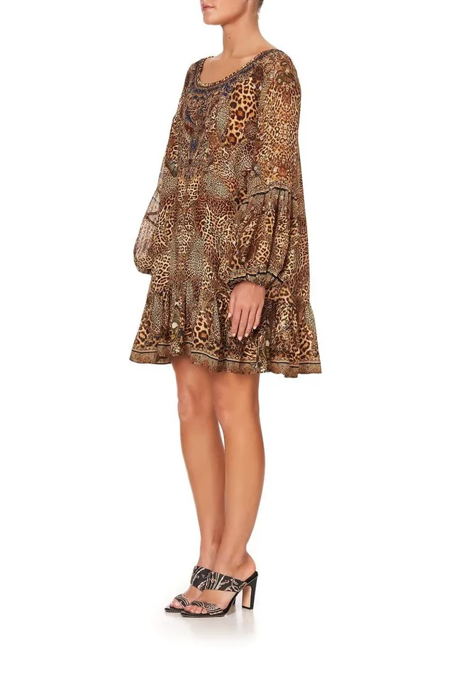 Women Mini Dresses Camilla Blouson Sleeve A Line Frill Dress Lady Lodge