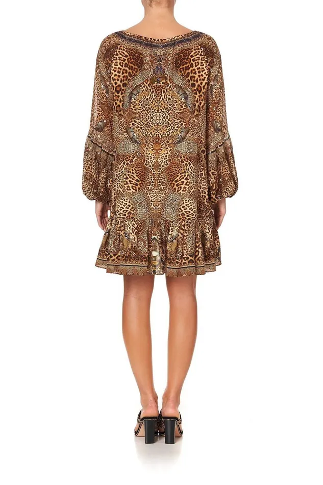 Women Mini Dresses Camilla Blouson Sleeve A Line Frill Dress Lady Lodge