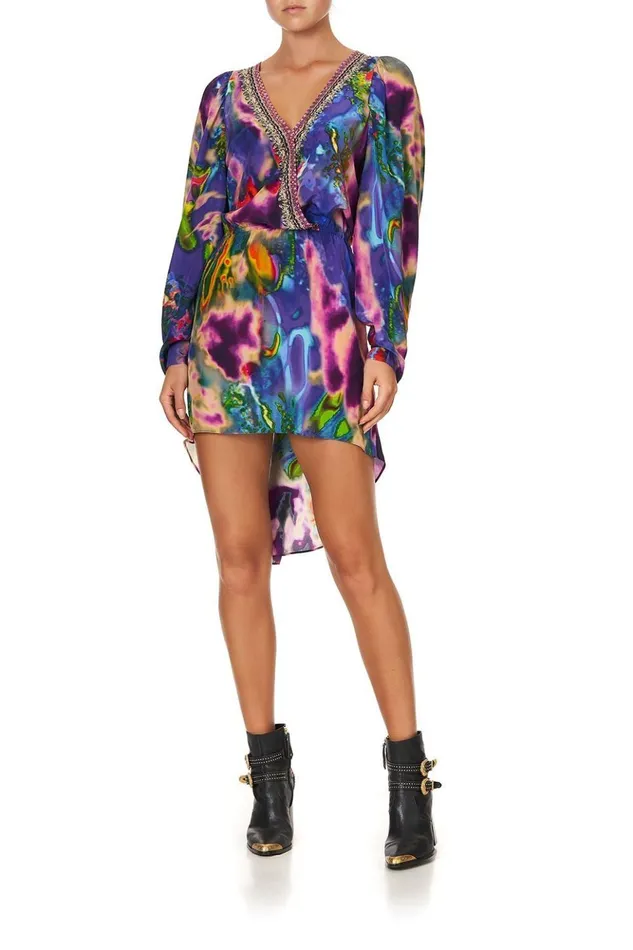 Women Mini Dresses Camilla Cross Front High Low Mini Dress Acid Abbey